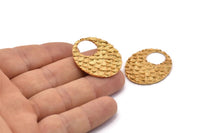 Gold Oval Pendant, 1 Gold Plated Brass Fish Scale Textured Pendants, Charms, Earrings, Findings (32x27.5mm) E401