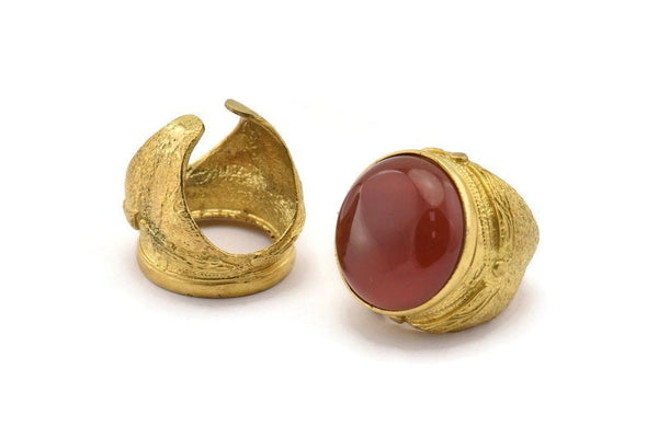 Brass Duke Ring, Raw Brass Duke Rings, Adjustable Rings, Stone Setting - Pad Size 25mm E413