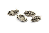Silver Wolf Charm, 4 Antique Silver Plated Brass Wolf Charms With 1 Loop (20x11mm) N1546