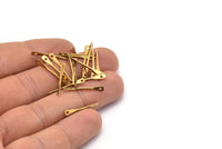 Raw Brass Connector, 12 Raw Brass Connectors With 2 Holes (21x0.5mm) E557