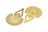 Brass Earring Charm ,4 Raw Brass Ethnic Motif Earring Charms With 1 Hole Pendants, Findings (75x51mm) E499