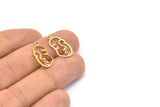 Brass Face Charm, 24 Raw Brass Face Charms With 1 Loop, Pendants, Earrings, Findings (20x10x0.80mm) E649