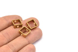 Brass Square Charm, 12 Raw Brass Square Ring Charms With 2 Holes (12x5x1mm) E647