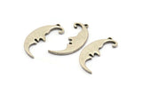 Silver Moon Charm, 2 Antique Silver Plated Brass, Crescent Moon, Charm Earrings With 1 Loop, Pendants (30x10x1.5mm) N1532