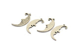 Silver Moon Charm, 2 Antique Silver Plated Brass, Crescent Moon, Charm Earrings With 1 Loop, Pendants (30x10x1.5mm) N1532