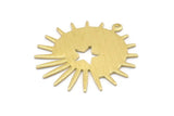 Brass Sun Charm, 8 Textured Raw Brass Sun And Star Charms With 1 Loop, Findings (29x28x0.80mm) M02006