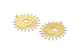 Brass Sun Charm, 8 Textured Raw Brass Sun And Eye Charms With 1 Loop, Findings (29x28x0.80mm) M02005