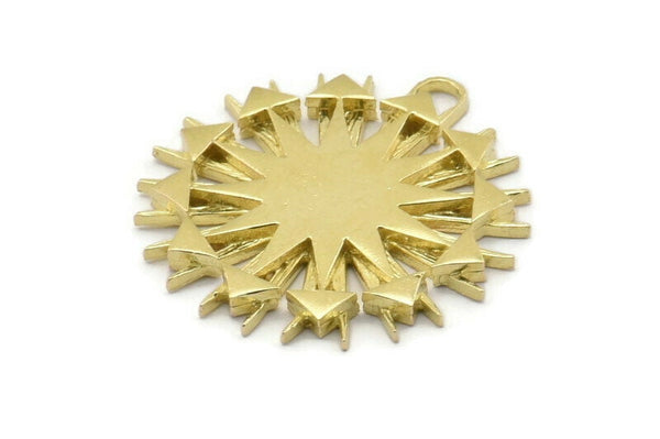 Brass Charm, Raw Brass, Brass Pendants, Charm Pendants, Brass Badge Charms With 1 Loop (30x29x2.5mm) N1572