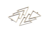 Silver Triangle Charm, 4 Antique Silver Plated Brass Triangle Charms With 1 Loop (49x21x1mm) M01126 H1254