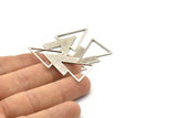 Silver Triangle Blank, 4 Antique Silver Plated Brass Triangle Blanks (47x21x1mm) M01106 H1270