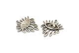 Silver  Eye Charm, 2 Antique Silver Plated Brass Eye Charms With 1 Loop, Pendants - Pad Size 3mm (29x25x2mm) N1370