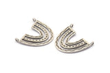 Silver Charm, 2 Antique Silver Plated Brass, Silver Pendants, Charm Pendants, Silver U Shape Charms With 2 Loops (26x23x1.2mm) N1452 H0941