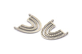 Silver Charm, 2 Antique Silver Plated Brass, Silver Pendants, Charm Pendants, Silver U Shape Charms With 2 Loops (26x23x1.2mm) N1452 H0941