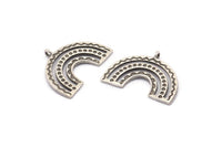 Silver Charm,4 Antique Silver Plated Brass, Silver Pendants, Charm Pendants, Silver Semi Circle Charms With 1 Loop (25x19x1.2mm) N1474 H1308