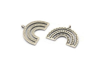 Silver Charm,4 Antique Silver Plated Brass, Silver Pendants, Charm Pendants, Silver Semi Circle Charms With 1 Loop (25x19x1.2mm) N1474 H1308