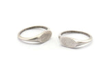 Silver Oval Ring, 4 Antique Silver Plated Brass Ring Oval Settings (18mm) E267 H1329