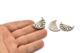Moon Phases Pendant, 2 Antique Silver Plated Brass Moon Phases Charms With 2 Loops, Findings - Pad Size 4mm (28x16x1mm) N1225