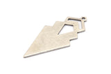 Silver Triangle Charm, 4 Antique Silver Plated Brass Diamond Charms With 1 Loop (49x22x1mm) M01157