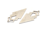 Silver Triangle Charm, 4 Antique Silver Plated Brass Diamond Charms With 1 Loop (49x22x1mm) M01157