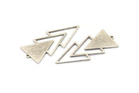 Silver Triangle Charm, 4 Antique Silver Plated Brass Triangle Charms With 1 Loop (49x21x1mm) M01120 H1283
