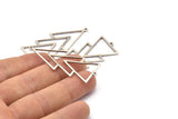 Silver Triangle Charm, 4 Antique Silver Plated Brass Triangle Charms With 2 Loops (51x21x1mm) M01128 H1299