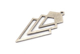 Silver Triangle Charm, 4 Antique Silver Plated Brass Diamond Charms With 1 Loop (49x22x1mm) M01161 H1281