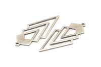 Silver Triangle Charm, 4 Antique Silver Plated Brass Diamond Charms With 1 Loop (49x22x1mm) M01161 H1281