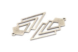 Silver Triangle Charm, 4 Antique Silver Plated Brass Diamond Charms With 1 Loop (49x22x1mm) M01161 H1281