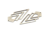 Silver Triangle Charm, 4 Antique Silver Plated Brass Diamond Charms With 1 Hole (46x22x1mm) M01176 H1287