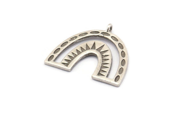 Silver Charm, 2 Antique Silver Plated Brass, Silver Pendants, Charm Pendants, Silver U Shape Charms With 1 Loop (25x23x1.2mm) N1461 H1336