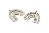 Silver Charm, 2 Antique Silver Plated Brass, Silver Pendants, Charm Pendants, Silver U Shape Charms With 1 Loop (25x23x1.2mm) N1461 H1336