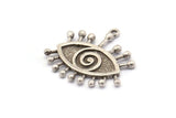 Silver Eye Charm, 2 Antique Silver Plated Brass Eye Charms With 1 Loop, Pendants (26x2mm) N1255