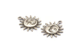 Silver Sun Charm, 2 Antique Silver Plated Brass Sun Charms With 1 Loop, Findings (20x17x2.3mm) N1187