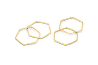 Gold Hexagon Connector, 25 Gold Plated Brass Hexagon Connector Rings (20x0.6x0.9mm) BS 1204 Q0001