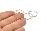 Rose Gold Hexagon Connector, 25 Rose Gold Plated Brass Hexagon Connector Rings (20x0.6x0.9mm) BS 1204 Q0001