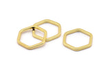 Gold Hexagon Connector, 4 Gold Plated Brass Hexagon Connector Rings (22x2x2mm) D0135 Q0002