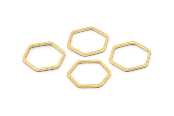 Gold Hexagon Ring , 24 Gold Plated Hexagon Shaped Ring Charms (14x0.80mm) Bs 1172 Q0003