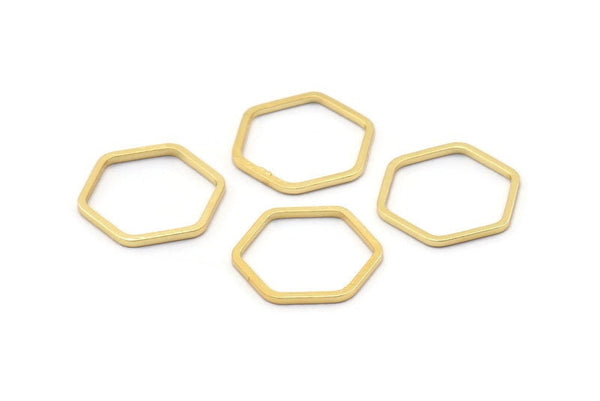 Gold Hexagon Ring , 12 Gold Plated Hexagon Shaped Ring Charms (14x0.80mm) Bs 1172 Q0003