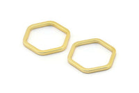 Gold Hexagon Ring, 3 Gold Plated Hexagon Connectors, Rings (25x2x2mm) D0136 Q0004