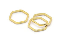 Gold Hexagon Ring, 3 Gold Plated Hexagon Connectors, Rings (25x2x2mm) D0136 Q0004