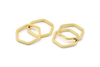 Gold Hexagon Ring, 3 Gold Plated Hexagon Connectors, Rings (25x2x2mm) D0136 Q0004