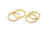 Gold Hexagon Ring, 3 Gold Plated Hexagon Connectors, Rings (25x2x2mm) D0136 Q0004
