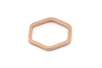 Rose Gold Hexagon Ring, 3 Rose Gold Plated Brass Hexagon Connectors, Rings (25x2x2mm) D0136 Q0004