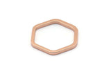 Rose Gold Hexagon Ring, 3 Rose Gold Plated Brass Hexagon Connectors, Rings (25x2x2mm) D0136 Q0004