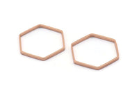 Rose Gold Hexagon Charm, 8 Rose Gold Plated Brass Hexagon Ring Charms (25x0.8x2mm) BS 1189 Q0005