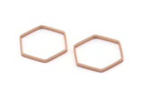 Rose Gold Hexagon Charm, 8 Rose Gold Plated Brass Hexagon Ring Charms (25x0.8x2mm) BS 1189 Q0005