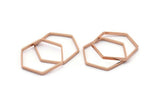 Rose Gold Hexagon Charm, 8 Rose Gold Plated Brass Hexagon Ring Charms (25x0.8x2mm) BS 1189 Q0005
