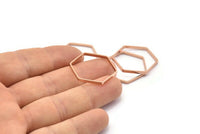 Rose Gold Hexagon Charm, 8 Rose Gold Plated Brass Hexagon Ring Charms (25x0.8x2mm) BS 1189 Q0005
