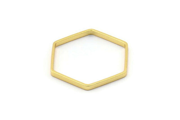 Gold Hexagon Charm, 8 Gold Plated Brass Hexagon Ring Charms (25x0.8x2mm) BS 1189 Q0005