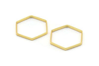 Gold Hexagon Charm, 8 Gold Plated Brass Hexagon Ring Charms (25x0.8x2mm) BS 1189 Q0005
